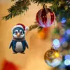 Nuevo Producto Transfronterizo, Interesante y Creativo Pingüino Pequeño Navideño Colgante Plano Acrílico Decoración de Espejo Retrovisor de Coche