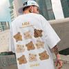 Camiseta Hip-Hop Urso Solta Manga Curta 2026 Tendência Europeia e Americana Tamanho Grande Masculino Estilo Hong Kong Tamanho Grande Gola Redonda Manga Meia