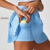 Falda de Tenis para Mujer Estilo Lulu Transfronteriza de Cintura Alta Dos Piezas Cubre Cadera Deportiva Casual Corta Ropa de Tenis Yoga