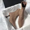 Estilo de oficina, simples, de tacón alto, elásticos, adelgazantes, estilo coreano, de color liso, con tacón de aguja, de punta, botines para mujer