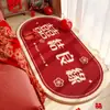 Alfombra Festive Roja Imitación Cachemir Decoración Habitación de Boda Alfombra Refrigerante Mesita de Noche Dormitorio Manta Antideslizante Sala de Estar del Hogar