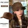 Sombrero octogonal de gamuza plisado de ala ancha color liso estilo coreano y japonés, boina casual vintage, sombrero versátil de primavera y otoño