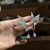 Luxo Leve Novo Estilo Brilhante Diamante Forma de Borboleta Fada Brincos de Elfo Acessórios para Vestido de Noiva Brilhantes Super Brilhantes