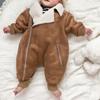 Mono de Invierno Nuevo Estilo Coreano para Niños y Niñas, Romper Largo Caliente de Terciopelo Espeso de Lana de Cordero a la Moda