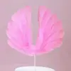 Decoración de pastel con plumas, inserto de red roja, hermosas alas de ángel, amor, pluma cambiante, accesorios para hornear de cumpleaños
