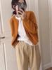 Cárdigan de Punto con Cremallera de Cuello Redondo Corto para Petite de Nuevo Estilo Otoño-Invierno Transfronterizo para Mujer, Suéter Ajustado y Versátil