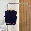 Xianao 2023 otoño nuevo traje de camisa a rayas estilo británico para niños coreano chaleco de punto para bebé ropa infantil guapa y genial