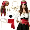 Set de Fiesta de Halloween Transfronterizo: Pañuelo para la cabeza, Cinturón, Collar, Antifaz, Accesorios de Disfraz de Pirata para Cosplay