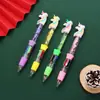 Nueva pluma de tinta de cuatro colores de arena movediza de dibujos animados, pluma multicolor para cuenta manual, pluma de aceite de color para estudiante, premios, regalo, venta al por mayor