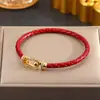 Pulseira de Couro Trançado com Fivela de Ferradura Zircônia Microincrustada Novo Estilo Transfronteiriço para Mulheres, Pulseira Metálica Galvanizada Multicor Tendência