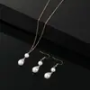 Conjunto de Collar y Pendientes de Perla de Imitación Forma de Gota de Agua, Conjunto de Joyería Simple y Elegante, Conjunto de Dos Piezas con Diseño Dulce