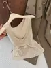 Chaleco de Punto Tejido Crochet Falso Dos Piezas Estilo Old Money para Mujer, Ropa Exterior de Verano, Diseño Delgado, Diseño de Nicho, Top sin Mangas