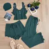 Pijama de mujer más vendido transfronterizo, conjunto casual de camisola acanalada, disponible en tallas grandes, ropa de casa para mujer al por mayor para comercio exterior