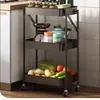 Carrito de almacenamiento plegable para cocina, estante de almacenamiento personalizado para baño, carrito para frutas y verduras, no requiere instalación