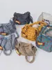 Bolso Luna de Cuadros Plegados Retro Japonés Bolso de Lona de Moda Ins Bolso Cruzado de Empanada Bolso de Hombro de Nicho Bajo el Brazo
