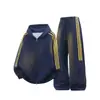 Conjunto de sudadera y pantalón de chándal a rayas de estilo americano moderno para primavera y otoño, conjunto deportivo casual holgado para hombre que adelgaza, talla grande