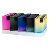 Alto valor de color gradiente a prueba de viento encendedor directo ignición retráctil llama azul compacto portátil impresión fija LOGO venta caliente