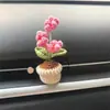 Ornamento Decorativo para Saída de Ar de Carro, Planta Verde Simulada Crocheted Feita à Mão em Vaso, Decoração Criativa para Interior de Carro, Produtos Acabados para Venda por Atacado