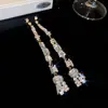 Aretes de aguja plateada con diamantes, diseño de flor ovalada de resina y gota de agua, estilo retro vintage, aretes versátiles