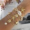 Europa y Estados Unidos pulsera de cadena simple nueva transfronteriza moda pulsera combinada joyería hueca combinación viento apilado venta al por mayor