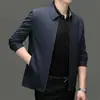 Marca nueva, chaqueta corta para hombres de mediana edad y mayores, top fino de primavera y otoño, chaqueta oficial con solapa y cremallera