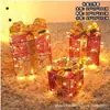Decoración Navideña Caja de Regalo Bolsa de Regalo Dorada Roja Adorno para Árbol de Navidad Caja de Regalo de Hierro Forjado Navideño Comercial