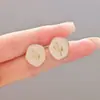 Pendientes de Flor con Gota de Esmalte Geométrico para Mujer, Modernos y Lujosos, Versátiles Pendientes de Botón de Flor de Rosa, Acero Inoxidable, Estilo Lujo Ligero