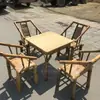 Mesas y Sillas de Bambú de Casa de Té Antigua de Chengdu para Preparar Té Alrededor de la Estufa, Juego de Mesa y Sillas de Bambú para Patio Exterior, Mesas y Sillas de Bambú para Restaurante de Hot Pot