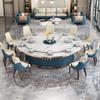 Hotel Beijiang Mesa de Comedor Giratoria Eléctrica Caja de Villa Mesa de Comedor Redonda Grande Comercial Combinación de Mesa y Sillas Mesa de Comedor de Pizarra de Lujo Ligero