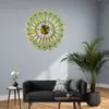 Reloj Silencioso de Metal con Hojas Estilo Europeo de Lujo Ligero para Sala de Estar y Dormitorio, Decoración de Pared, Artículo de Decoración para el Hogar