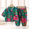 Conjunto de Pijama de Algodão e Seda Infantil Verão Algodão Artificial Roupas para Ar Condicionado para Meninos e Meninas Roupas de Casa de Algodão e Seda Roupa Infantil de Duas Peças