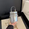 Bolso tipo cubo de nicho, efecto láser, acabado espejo de moda, mini bolso cubo redondo, bolso de hombro con cadena para mujer, bolso cruzado y bolso de mano