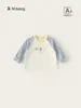 Ropa Infantil Bangxuan Tacto Algodón Ropa Interior Otoño Bloques de Color Manga Raglán Ropa para Bebé Niño Camiseta Rayada Manga Larga Niños