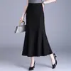 Elegante Falda Negra de Cola de Pez, Ajustada, de Longitud Media y con Caída, para Mujer, Moda Trendy de Otoño 2026 para Ir al Trabajo