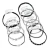 Pulsera de Cuero y Metal Multicapa Popular Transfronteriza Europea y Americana Estilo Punk Gótico Moda Simple para Mujer
