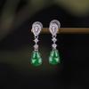 Yilu Plata S925 Plata Esterlina Jade Moda Entrada Lujo Fortuna Calabaza Gota de Agua Aretes Estilo Nacional Elegantes Combinables Aretes de Plata