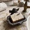 Estilo simple vintage artesanía de hierro fundido ángel jabonera adorno de escritorio soporte para jabonera drenaje suministros de ducha baño