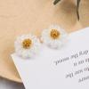 Pendientes de flor de felpa de color otoño e invierno con aguja de plata 925, temperamento pequeño fresco Mori, pendientes de margarita trenzada