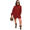 D9502 Amazon Más Vendido Ropa Europea y Americana Moda Casual para Mujer Vestido Holgado de Color Sólido con Cremallera de Manga Larga