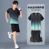 Ropa de Fitness Camiseta de Manga Corta de Seda de Hielo para Hombre de Secado Rápido Traje de Ropa Deportiva de Verano Baloncesto Shorts para Correr Matutino Sala de Entrenamiento