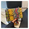 Bolsa Transversal Europeia e Americana Retro de Ombro Único com Padrão de Crocodilo, Bolsa de Corrente de Alta Qualidade, Design Estiloso e Versátil, Pequena Bolsa Quadrada