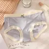 Ropa Interior de Seda de Hielo para Mujer Cintura Media Lazo Transpirable Sexy Jacquard Estilo Japonés para Niña Calzones de Grafeno