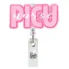 Porta-crachá de presente para médicos, porta-crachá retrátil rotativo rosa de enfermeiro para feriados, fivela de puxar fácil, porta-crachá de acrílico