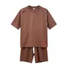 Conjunto de Dos Piezas para Hombre de Verano, Camiseta Lisa y Pantalones Cortos, Holgado y Transpirable, Conjunto Casual Deportivo de Tallas Grandes para Hombre