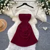Vestido de tubo elegante sin mangas estilo coreano para mujer, vestido de verano de línea A adelgazante de cintura alta, adecuado para ir al trabajo, con un toque de lujo ligero