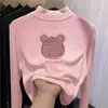 Camiseta Interior Térmica de Doble Cara con Cuello Medio Alto de Manga Larga, Gruesa, para Niñas Mayores, Cálida, Moderna, Otoño e Invierno
