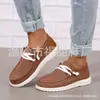 En stock todo el año 2023primavera y otoño nuevos comercio exterior talla grande zapatos de una capa planos casuales con cordones zapatos de gamuza