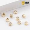 Micro contas espaçadoras pequenas de zircônia incrustada em ouro 14K, cor folheada a ouro com preservação da cor, contas soltas, material para contas redondas de trevo DIY feitas à mão
