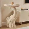 Adorno de Elefante de Pie Estilo Crema para Sala de Estar, Junto al Mueble de TV, Mesa Lateral de Sofá, Mesita de Noche de Dormitorio, Bandeja de Mesa para Almacenamiento