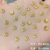 Plata S925 Chapada en Oro Micro-Pavimentada con Circonita Bandeja Flor Espaciador para Joyería DIY Espaciador de Pétalo Calado Tapa de Flor Accesorios con Cuentas